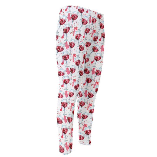 Splash Wine Pattern Print Men's Compression Pants