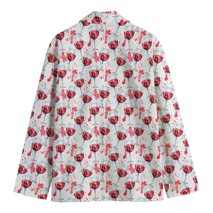 Splash Wine Pattern Print Men's Cotton Blazer