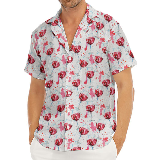 Splash Wine Pattern Print Men's Deep V-Neck Shirt