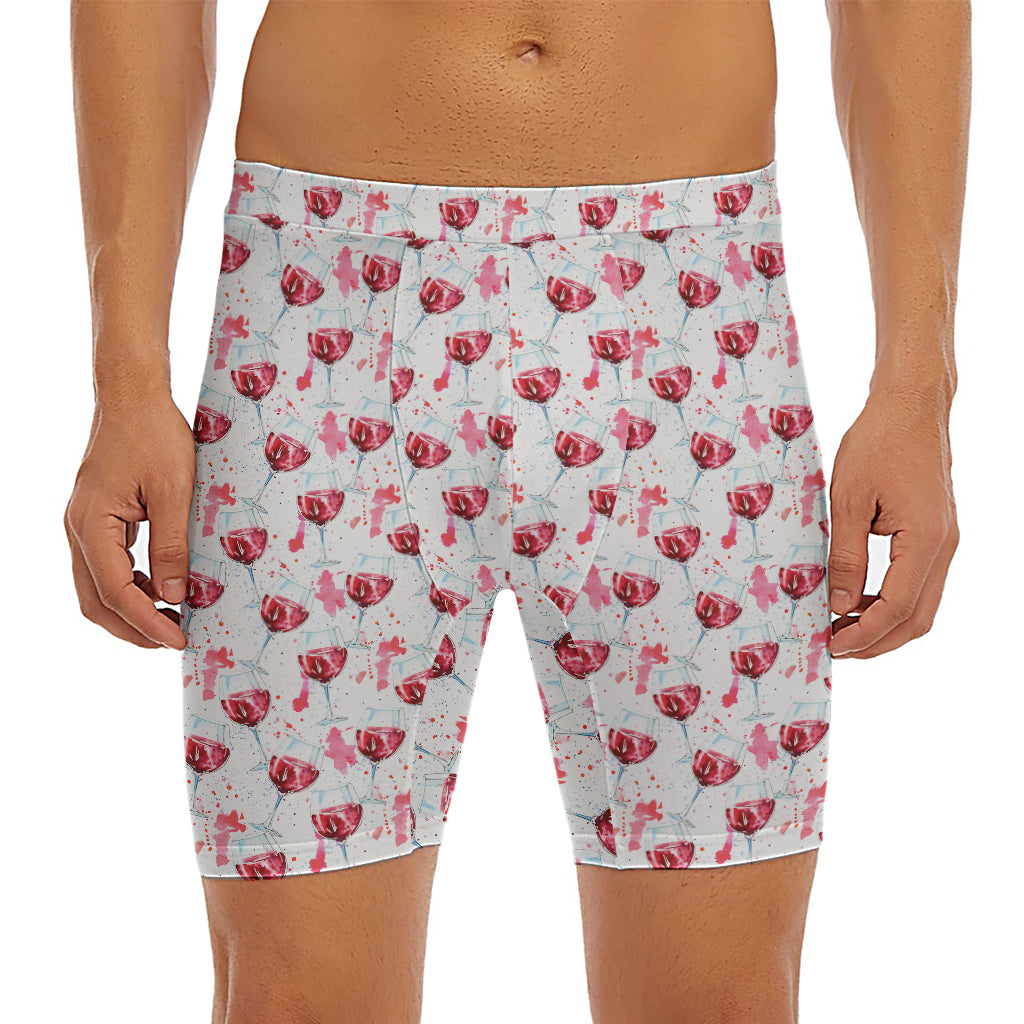 Splash Wine Pattern Print Men's Long Boxer Briefs