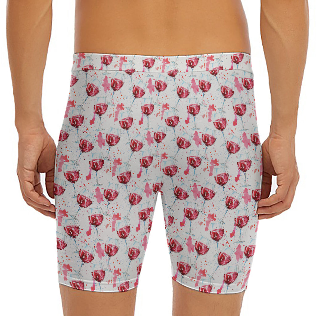Splash Wine Pattern Print Men's Long Boxer Briefs