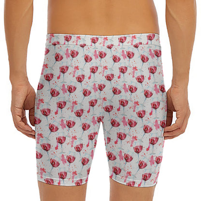 Splash Wine Pattern Print Men's Long Boxer Briefs