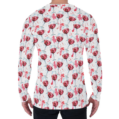 Splash Wine Pattern Print Men's Long Sleeve T-Shirt