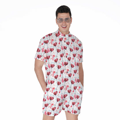 Splash Wine Pattern Print Men's Rompers