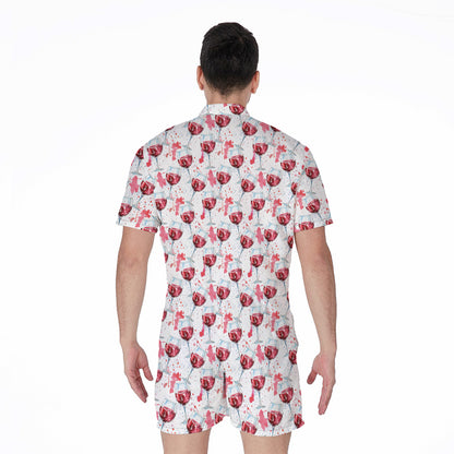 Splash Wine Pattern Print Men's Rompers