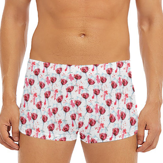 Splash Wine Pattern Print Men's Short Boxer Briefs