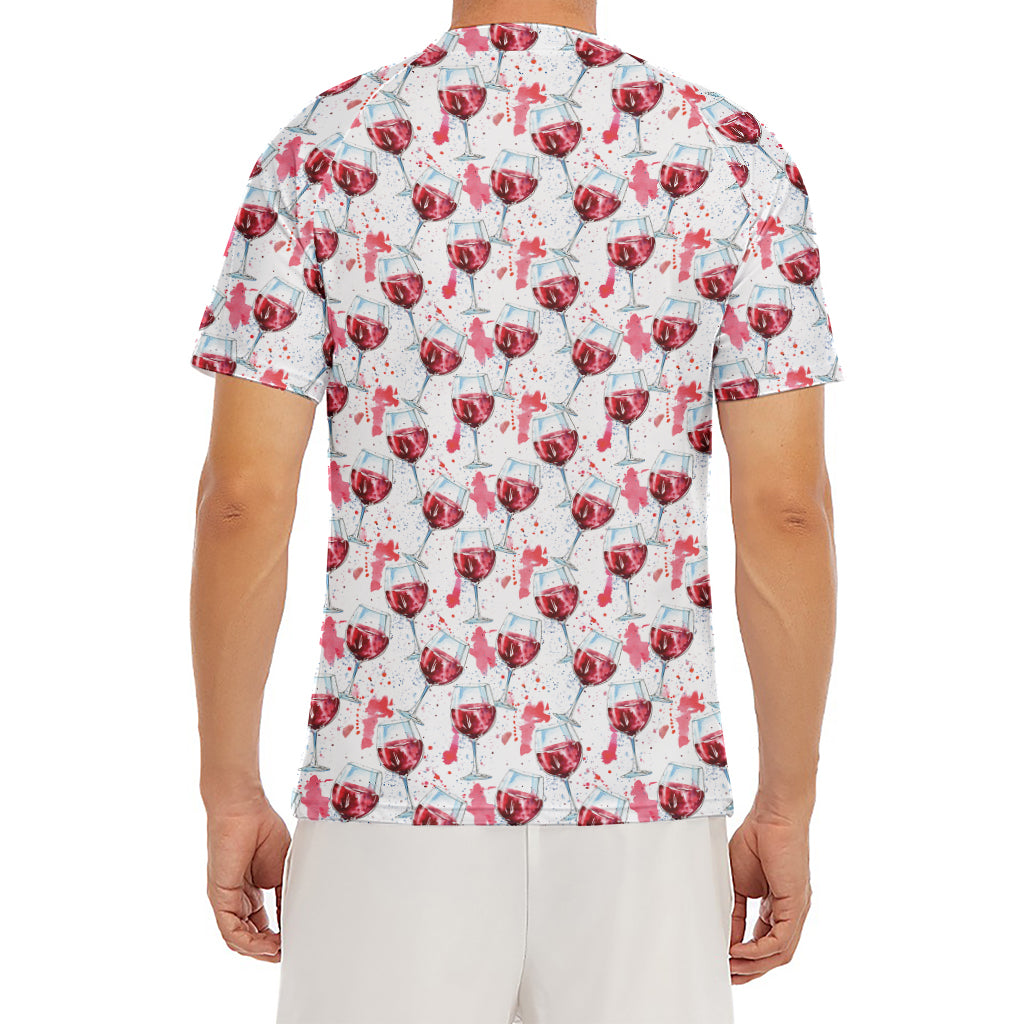 Splash Wine Pattern Print Men's Short Sleeve Rash Guard