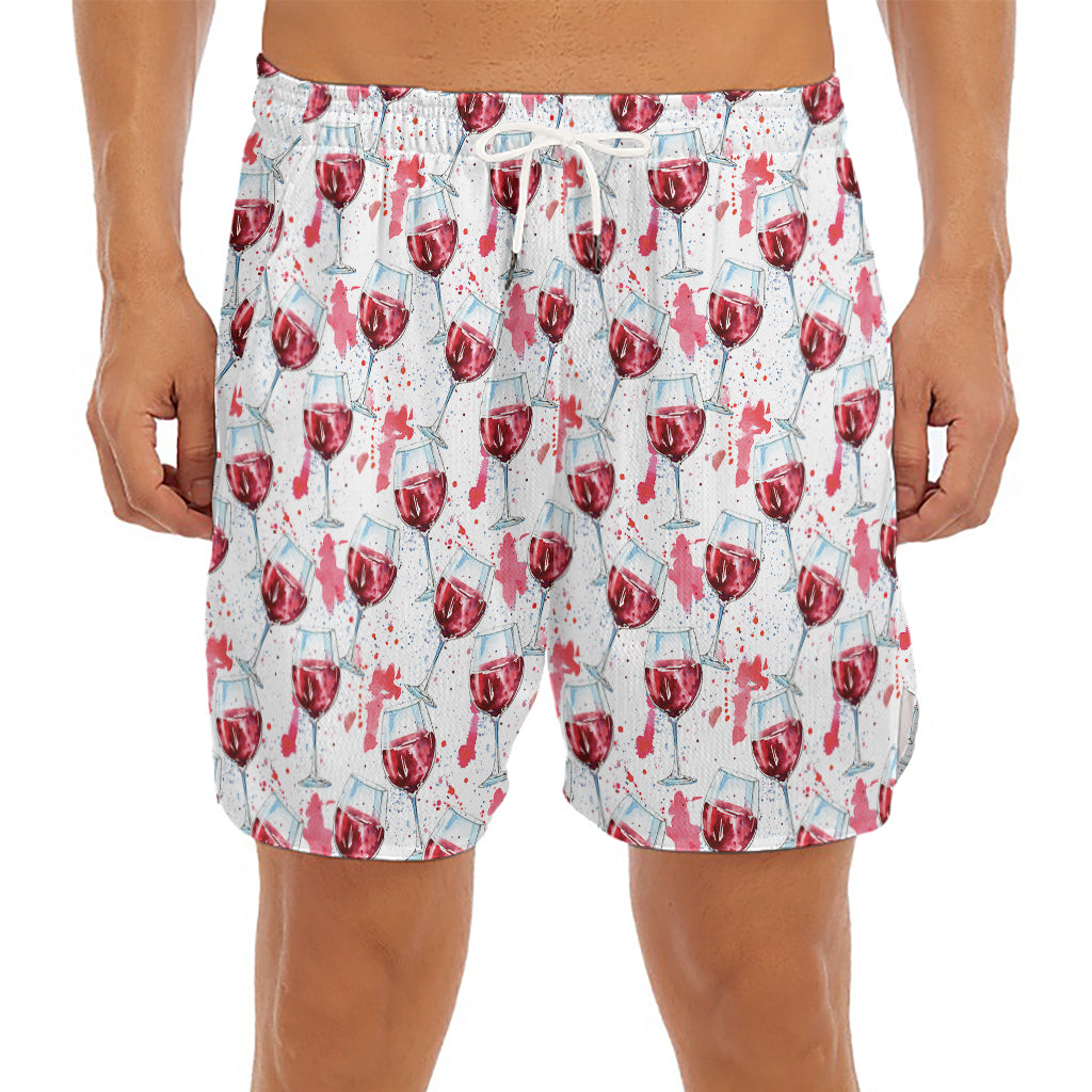 Splash Wine Pattern Print Men's Split Running Shorts