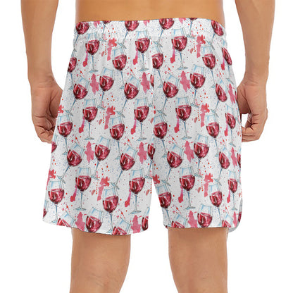 Splash Wine Pattern Print Men's Split Running Shorts