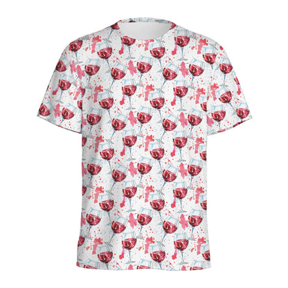 Splash Wine Pattern Print Men's Sports T-Shirt