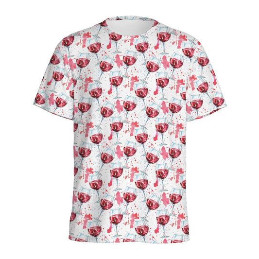 Splash Wine Pattern Print Men's Sports T-Shirt