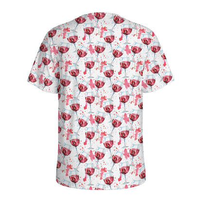 Splash Wine Pattern Print Men's Sports T-Shirt