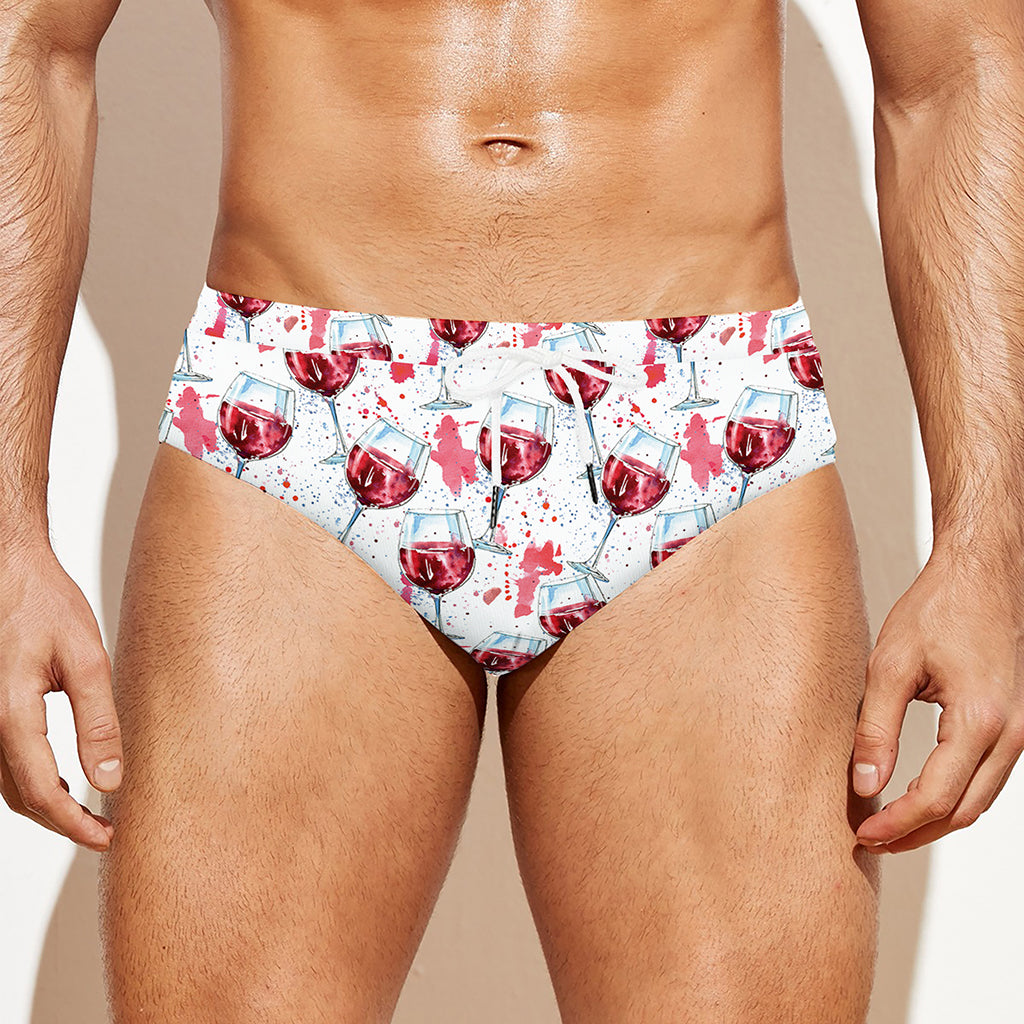 Splash Wine Pattern Print Men's Swim Briefs