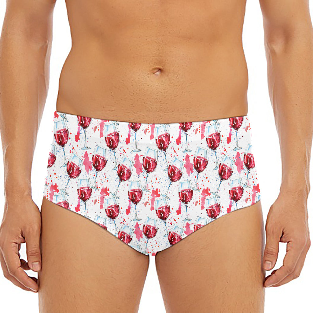 Splash Wine Pattern Print Men's Triangle Swim Briefs