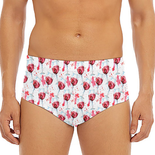 Splash Wine Pattern Print Men's Triangle Swim Briefs