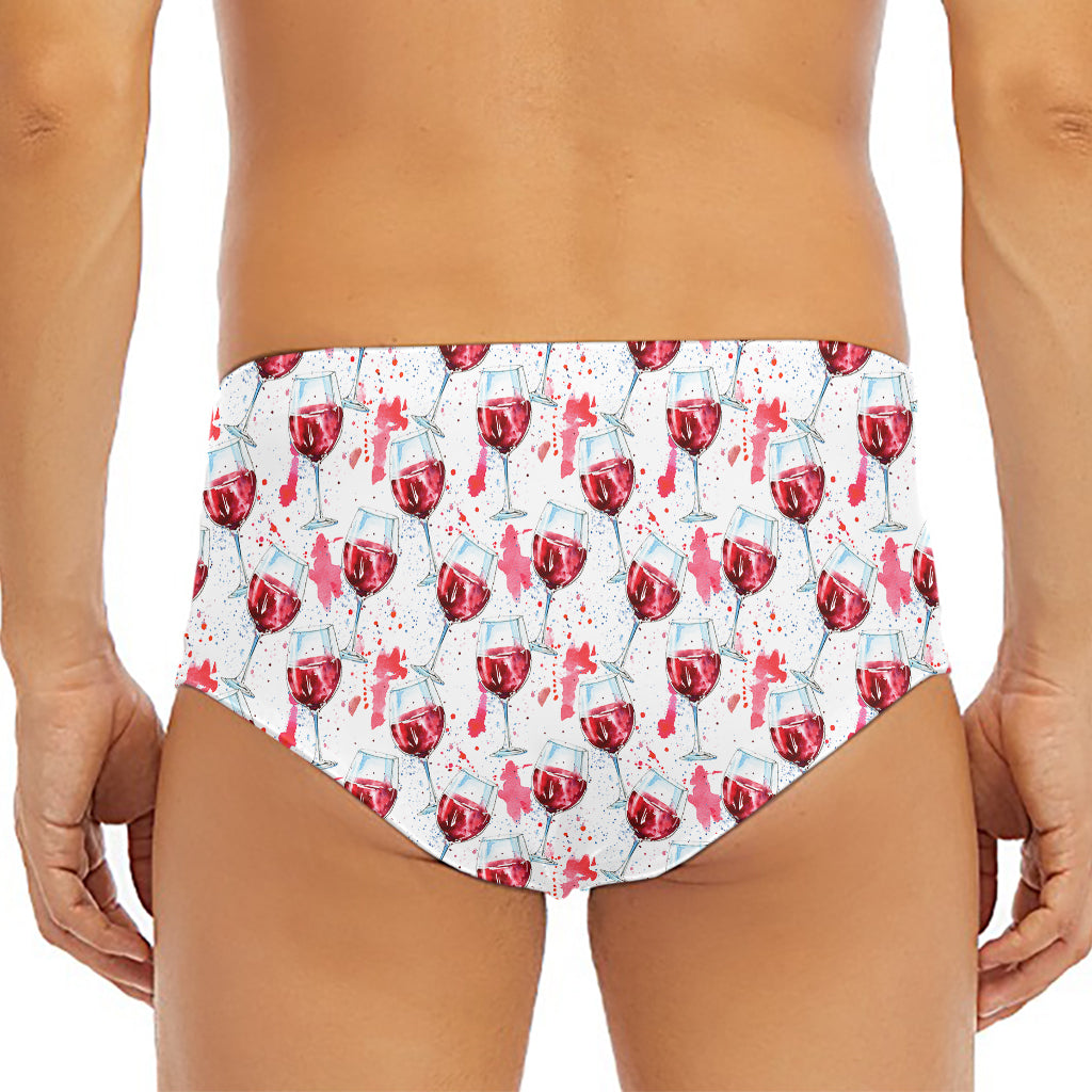 Splash Wine Pattern Print Men's Triangle Swim Briefs