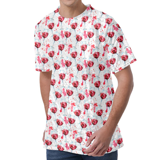 Splash Wine Pattern Print Men's Velvet T-Shirt