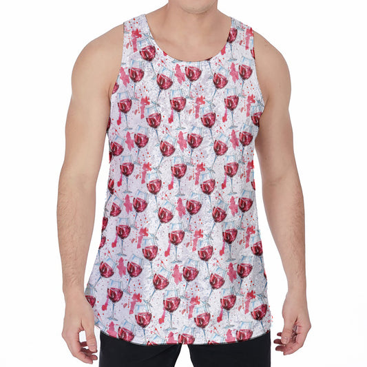 Splash Wine Pattern Print Men's Velvet Tank Top