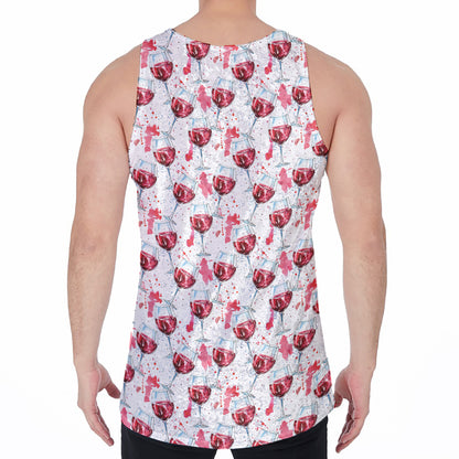 Splash Wine Pattern Print Men's Velvet Tank Top