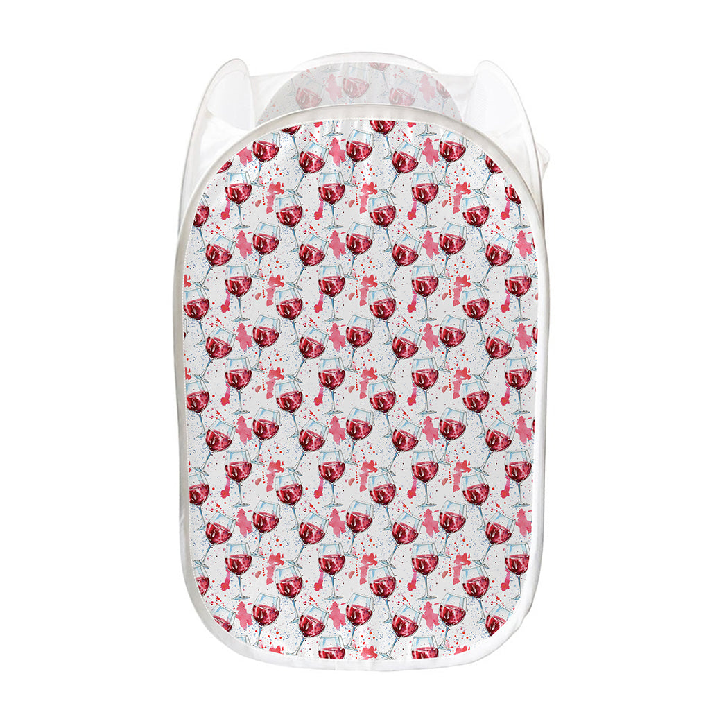 Splash Wine Pattern Print Mesh Laundry Hamper