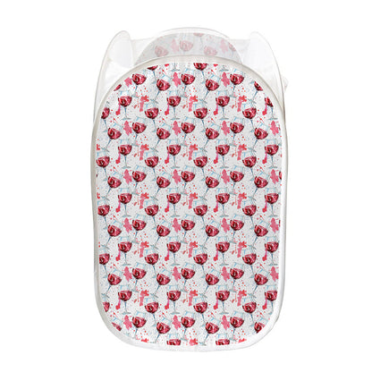 Splash Wine Pattern Print Mesh Laundry Hamper