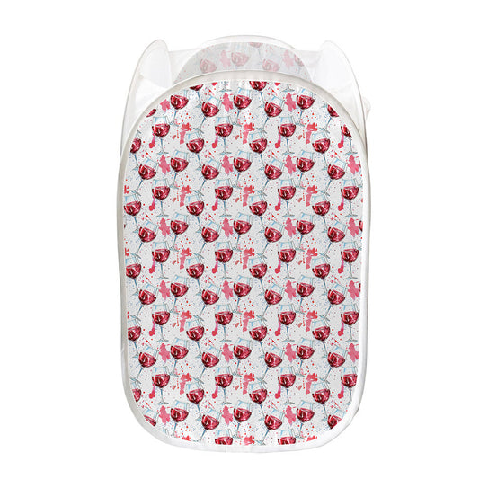 Splash Wine Pattern Print Mesh Laundry Hamper