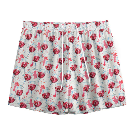 Splash Wine Pattern Print Mesh Shorts