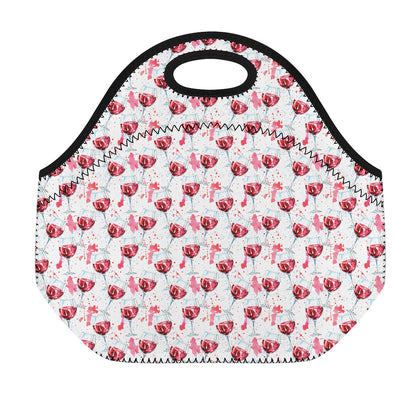 Splash Wine Pattern Print Neoprene Lunch Bag