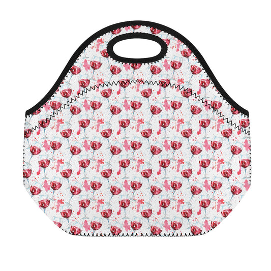 Splash Wine Pattern Print Neoprene Lunch Bag
