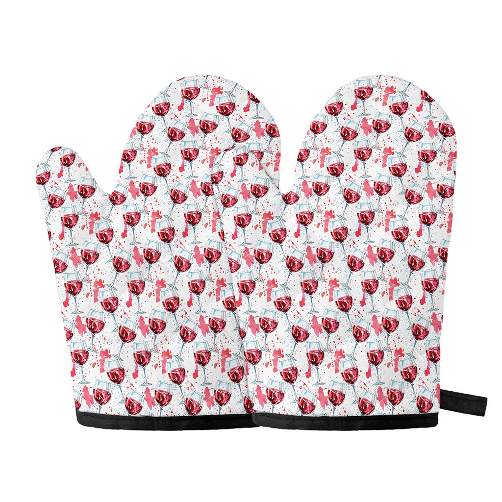 Splash Wine Pattern Print Oven Mitts