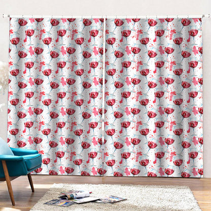 Splash Wine Pattern Print Pencil Pleat Curtains