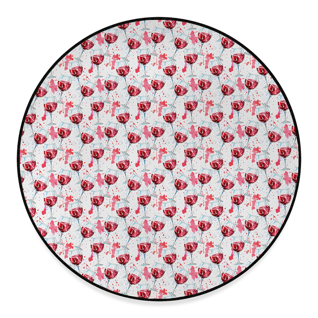 Splash Wine Pattern Print Round Floor Mat