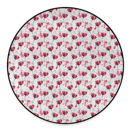 Splash Wine Pattern Print Round Floor Mat