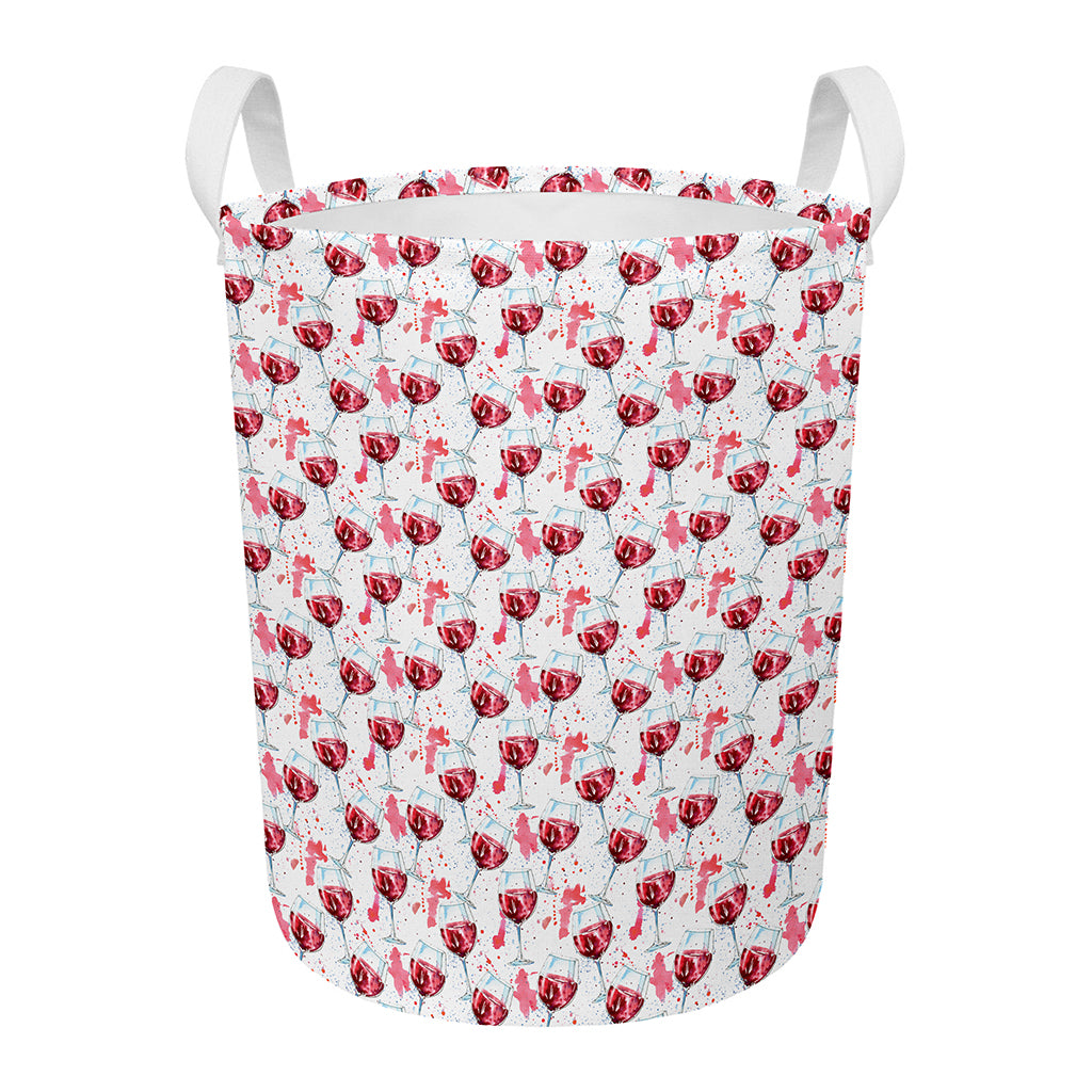 Splash Wine Pattern Print Round Laundry Basket