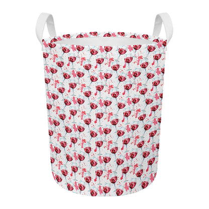 Splash Wine Pattern Print Round Laundry Basket