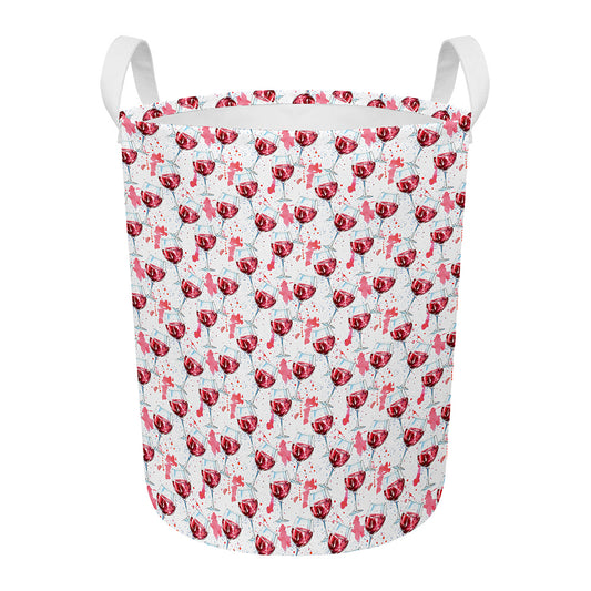 Splash Wine Pattern Print Round Laundry Basket