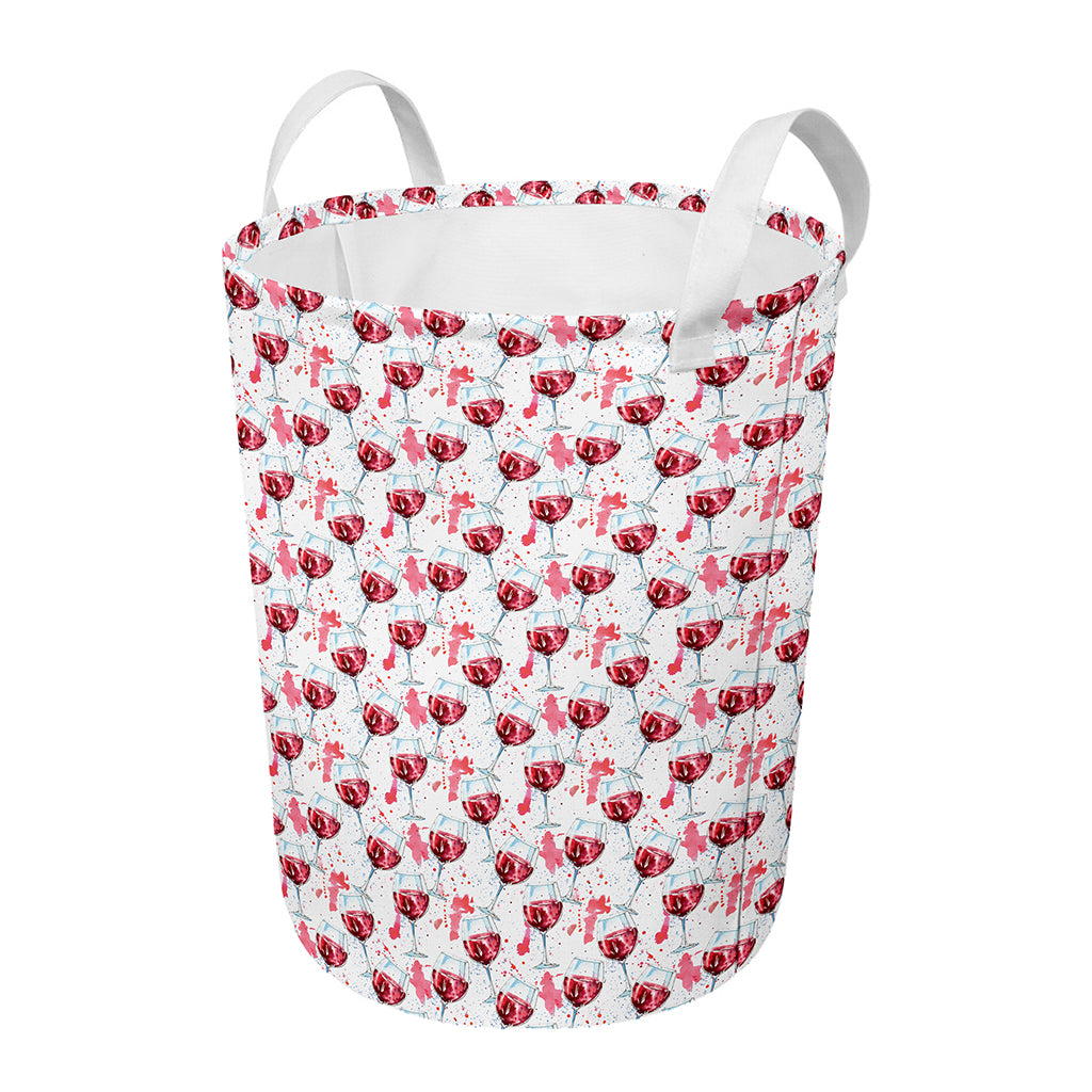 Splash Wine Pattern Print Round Laundry Basket