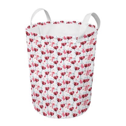 Splash Wine Pattern Print Round Laundry Basket
