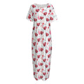 Splash Wine Pattern Print Short Sleeve Long Nightdress