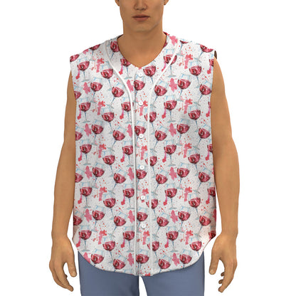 Splash Wine Pattern Print Sleeveless Baseball Jersey