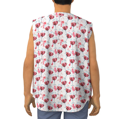 Splash Wine Pattern Print Sleeveless Baseball Jersey