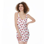 Splash Wine Pattern Print Sleeveless Bodycon Dress