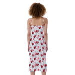 Splash Wine Pattern Print Slim Fit Midi Cami Dress