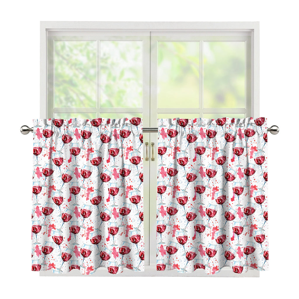 Splash Wine Pattern Print Tier Curtains