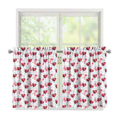 Splash Wine Pattern Print Tier Curtains
