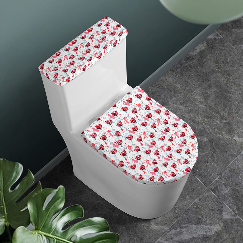 Splash Wine Pattern Print Toilet Lid And Tank Cover Set