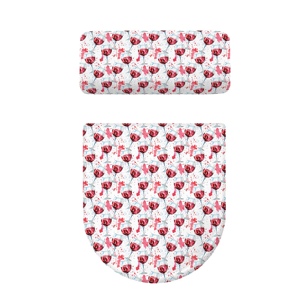 Splash Wine Pattern Print Toilet Lid And Tank Cover Set