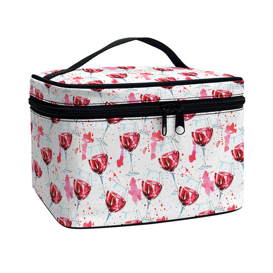 Splash Wine Pattern Print Travel Makeup Bag