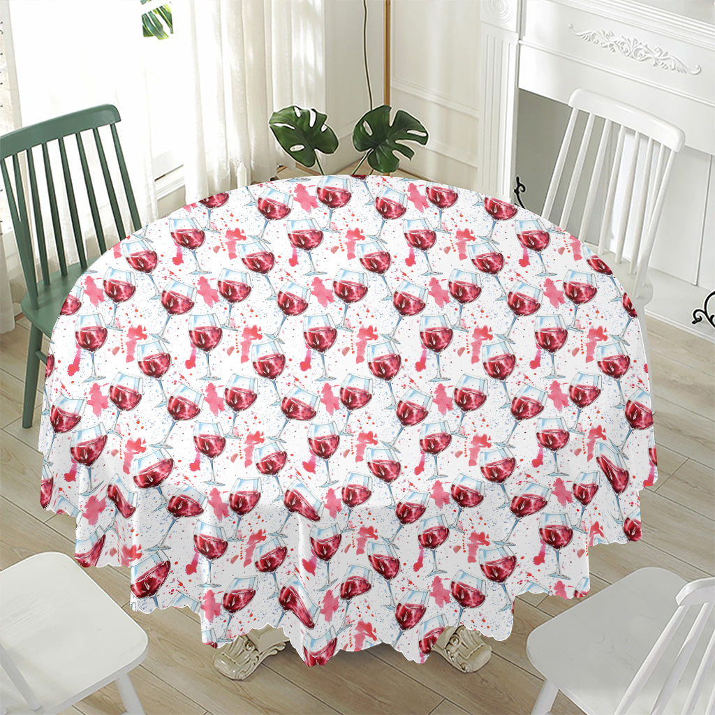 Splash Wine Pattern Print Waterproof Round Tablecloth