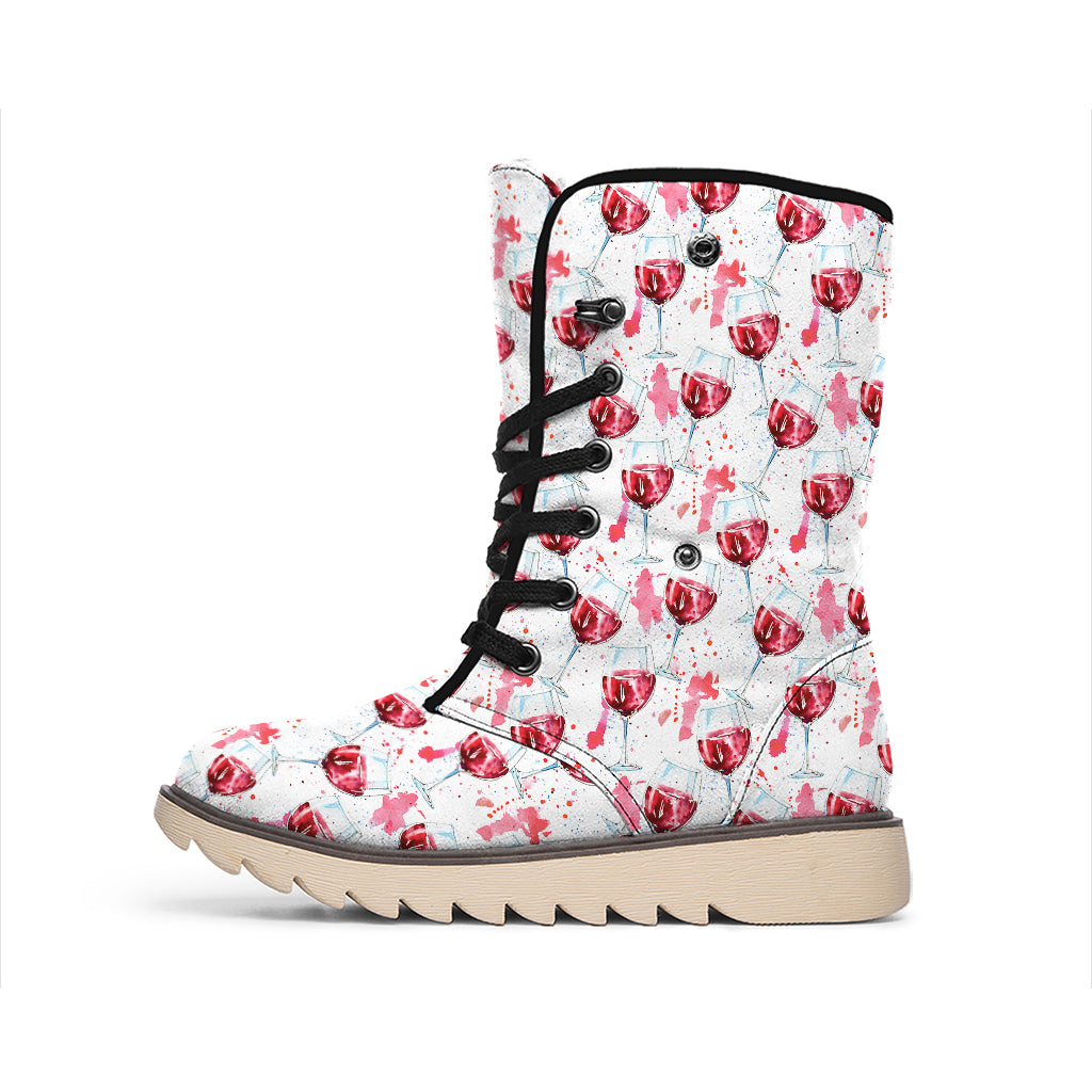 Splash Wine Pattern Print Winter Boots